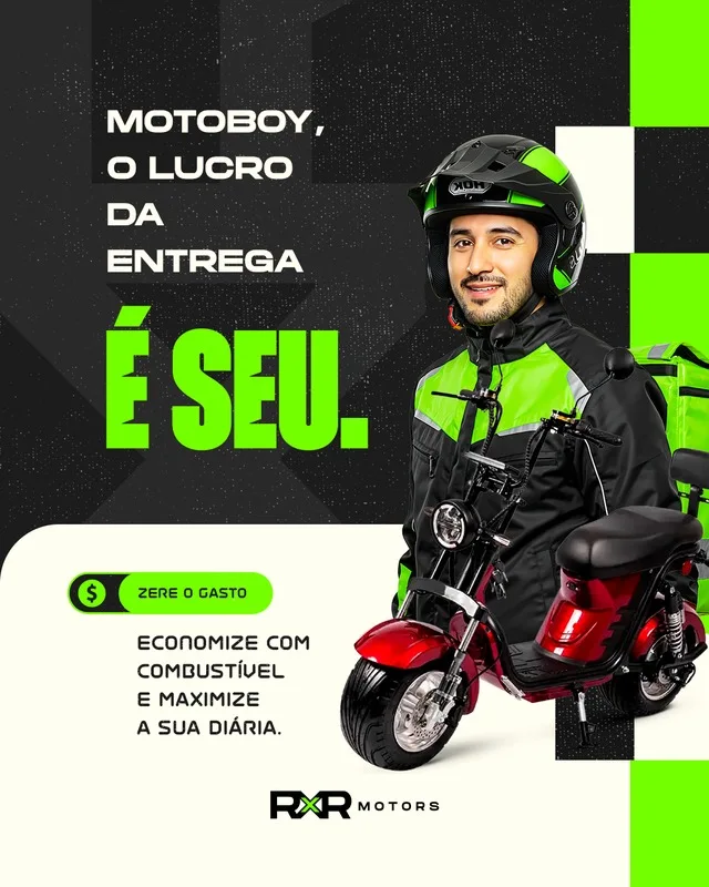 Campanha oficial RXR: Motoboy, o lucro da entrega é seu. Scooters elétricas para trabalhar.